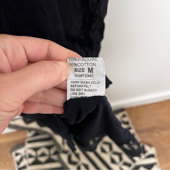 NICOLE Italy Navy Silk Lacey Layered Midi Dress Size Medium - Picture 8 of 8